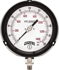 Winters - 4-1/2" Dial, 1/4 Thread, 0-200 Scale Range, Pressure Gauge - Bottom Connection Mount, Accurate to ±0.5% of Scale - Americas Industrial Supply