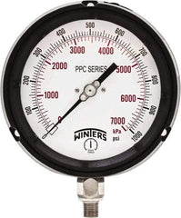 Winters - 4-1/2" Dial, 1/4 Thread, 0-1,000 Scale Range, Pressure Gauge - Bottom Connection Mount, Accurate to ±0.5% of Scale - Americas Industrial Supply