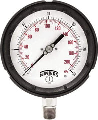 Winters - 4-1/2" Dial, 1/4 Thread, 0-30 Scale Range, Pressure Gauge - Bottom Connection Mount, Accurate to ±0.5% of Scale - Americas Industrial Supply