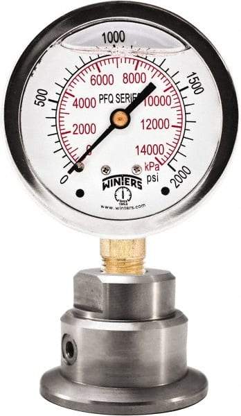 Winters - 2-1/2" Dial, 1/4 Thread, 0-200 Scale Range, Pressure Gauge - Bottom Connection Mount, Accurate to 1.5% of Scale - Americas Industrial Supply