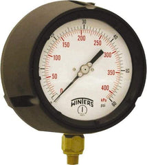 Winters - 4-1/2" Dial, 1/4 Thread, 0-60 Scale Range, Pressure Gauge - Bottom Connection Mount, Accurate to ±0.5% of Scale - Americas Industrial Supply