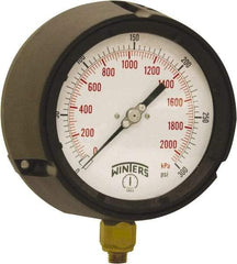 Winters - 4-1/2" Dial, 1/4 Thread, 0-300 Scale Range, Pressure Gauge - Bottom Connection Mount, Accurate to ±0.5% of Scale - Americas Industrial Supply