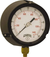 Winters - 4-1/2" Dial, 1/4 Thread, 0-200 Scale Range, Pressure Gauge - Bottom Connection Mount, Accurate to ±0.5% of Scale - Americas Industrial Supply