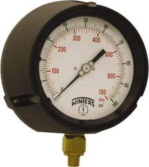 Winters - 4-1/2" Dial, 1/4 Thread, 0-100 Scale Range, Pressure Gauge - Bottom Connection Mount, Accurate to ±0.5% of Scale - Americas Industrial Supply