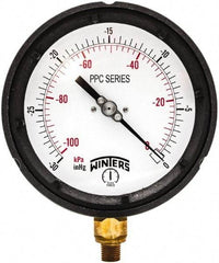 Winters - 4-1/2" Dial, 1/4 Thread, 30-0 Hg VAC Scale Range, Pressure Gauge - Bottom Connection Mount, Accurate to ±0.5% of Scale - Americas Industrial Supply