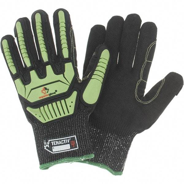 Value Collection - Size XL, ANSI Cut Lvl A7, Puncture Lvl 3, Abrasion Lvl 4, Cut & Puncture Resistant Gloves - Palm Coated, Hi-Vis Lime/Black - Americas Industrial Supply