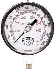 Winters - 4" Dial, 1/4 Thread, 0-1,000 Scale Range, Pressure Gauge - Bottom Connection Mount, Accurate to 0.01% of Scale - Americas Industrial Supply