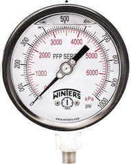 Winters - 4" Dial, 1/4 Thread, 0-1,000 Scale Range, Pressure Gauge - Bottom Connection Mount, Accurate to 1% Full-Scale of Scale - Americas Industrial Supply