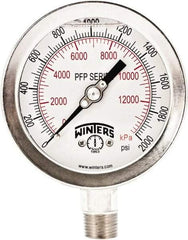 Winters - 4" Dial, 1/4 Thread, 0-2,000 Scale Range, Pressure Gauge - Bottom Connection Mount, Accurate to 0.01% of Scale - Americas Industrial Supply