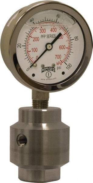 Winters - 4" Dial, 1/2 Thread, 0-160 Scale Range, Pressure Gauge - Bottom Connection Mount, Accurate to 0.01% of Scale - Americas Industrial Supply