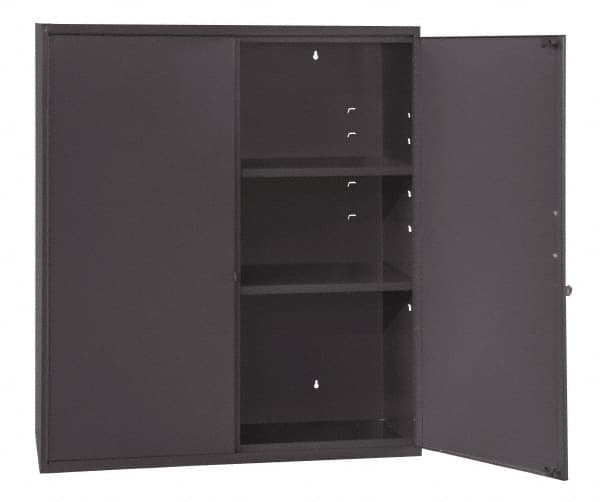 Durham - 2 Shelf Locking Storage Cabinet - Steel, 26-5/8" Wide x 11-7/8" Deep x 30" High, Gray - Americas Industrial Supply