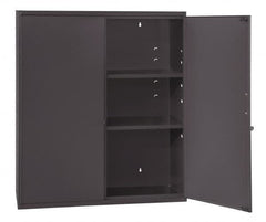 Durham - 2 Shelf Locking Storage Cabinet - Steel, 26-5/8" Wide x 11-7/8" Deep x 30" High, Gray - Americas Industrial Supply