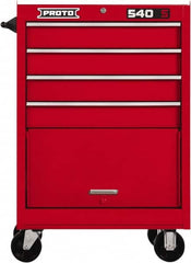 Proto - 4 Drawer Steel Tool Roller Cabinet - 27" Wide x 42" High x 18" Deep, Ball Bearing Drawer Slides, Red - Americas Industrial Supply