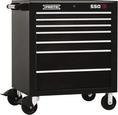 Proto - 7 Drawer Steel Tool Roller Cabinet - 34" Wide x 41" High x 25-1/4" Deep, Ball Bearing Drawer Slides, Black - Americas Industrial Supply