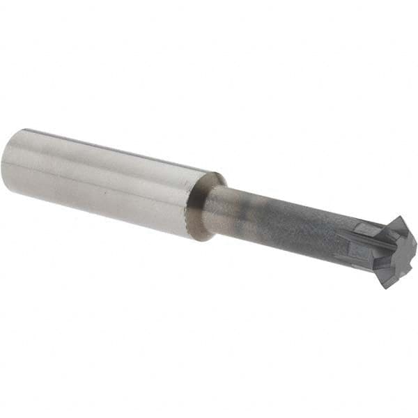 Accupro - 3/8° 3/8" Cut Diam, 1/8" Cut Width, 3/8" Shank, Solid Carbide Double-Angle Cutter - Americas Industrial Supply