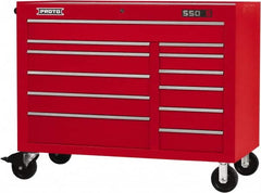 Proto - 23,419 Lb Capacity, 12 Drawer Mobile Workstation - 50" Wide x 25-1/4" Deep x 41" High, Steel, Red - Americas Industrial Supply