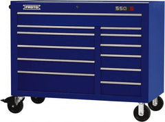 Proto - 23,419 Lb Capacity, 12 Drawer Mobile Workstation - 50" Wide x 25-1/4" Deep x 41" High, Steel, Blue - Americas Industrial Supply