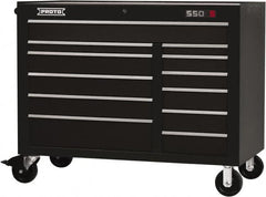 Proto - 23,419 Lb Capacity, 12 Drawer Mobile Workstation - 50" Wide x 25-1/4" Deep x 41" High, Steel, Black - Americas Industrial Supply