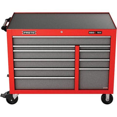 Proto - 23,419 Lb Capacity, 10 Drawer Mobile Power Workstation - 50" Wide x 25-1/4" Deep x 41" High, Steel, Safety Red & Gray - Americas Industrial Supply