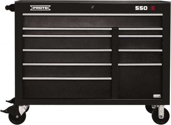 Proto - 23,105 Lb Capacity, 10 Drawer Mobile Power Workstation - 50" Wide x 25-1/4" Deep x 41" High, Steel, Dual Black - Americas Industrial Supply