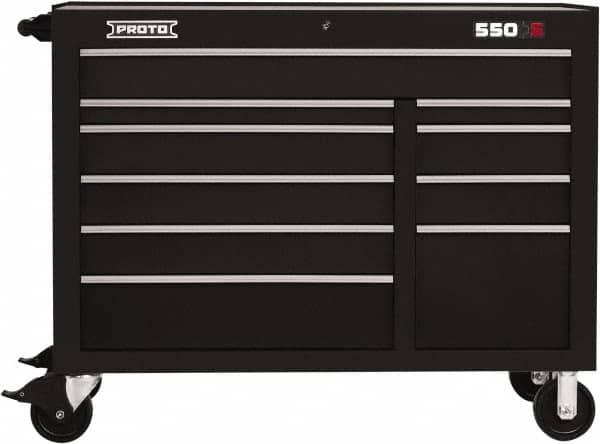 Proto - 23,779 Lb Capacity, 10 Drawer Mobile Workstation - 50" Wide x 25-1/4" Deep x 41" High, Steel, Black - Americas Industrial Supply