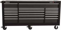 Proto - 48,115 Lb Capacity, 22 Drawer Mobile Power Workstation - 88-1/4" Wide x 27" Deep x 46-3/8" High, Steel, Dual Black - Americas Industrial Supply