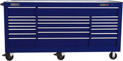 Proto - 48,115 Lb Capacity, 22 Drawer Mobile Workstation - 88-1/4" Wide x 27" Deep x 46-3/8" High, Steel, Blue - Americas Industrial Supply