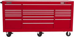 Proto - 48,654 Lb Capacity, 20 Drawer Mobile Workstation - 88-1/4" Wide x 27" Deep x 46-3/8" High, Steel, Red - Americas Industrial Supply