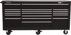Proto - 48,654 Lb Capacity, 20 Drawer Mobile Workstation - 88-1/4" Wide x 27" Deep x 46-3/8" High, Steel, Black - Americas Industrial Supply