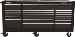 Proto - 48,654 Lb Capacity, 18 Drawer Mobile Workstation - 88-1/4" Wide x 27" Deep x 46-3/8" High, Steel, Dual Black - Americas Industrial Supply