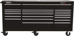 Proto - 48,654 Lb Capacity, 18 Drawer Mobile Workstation - 88-1/4" Wide x 27" Deep x 46-3/8" High, Steel, Black - Americas Industrial Supply