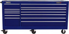 Proto - 48,517 Lb Capacity, 13 Drawer Mobile Workstation - 88-1/4" Wide x 27" Deep x 46-3/8" High, Steel, Blue - Americas Industrial Supply