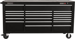 Proto - 39,577 Lb Capacity, 20 Drawer Mobile Workstation - 78-7/8" Wide x 25-1/4" Deep x 43-1/4" High, Steel, Black - Americas Industrial Supply