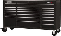 Proto - 30,519 Lb Capacity, 20 Drawer Mobile Workstation - 67" Wide x 25-1/4" Deep x 41" High, Steel, Black - Americas Industrial Supply