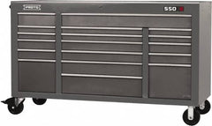 Proto - 30,144 Lb Capacity, 18 Drawer Mobile Power Workstation - 67" Wide x 25-1/4" Deep x 41" High, Steel, Dual Black - Americas Industrial Supply