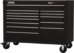 Proto - 28,291 Lb Capacity, 13 Drawer Mobile Workstation - 57" Wide x 25-1/4" Deep x 43" High, Steel, Black - Americas Industrial Supply