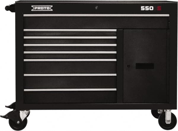 Proto - 18,920 Lb Capacity, 8 Drawer Mobile Workstation - 50" Wide x 25-1/4" Deep x 41" High, Steel, Dual Black - Americas Industrial Supply