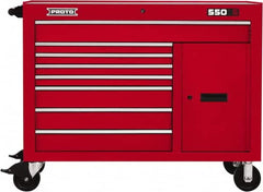 Proto - 18,920 Lb Capacity, 8 Drawer Mobile Workstation - 50" Wide x 25-1/4" Deep x 41" High, Steel, Red - Americas Industrial Supply