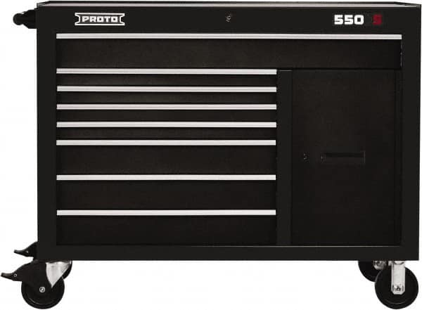 Proto - 20,092 Lb Capacity, 8 Drawer Mobile Workstation - 50" Wide x 25-1/4" Deep x 41" High, Steel, Black - Americas Industrial Supply