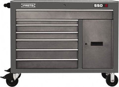 Proto - 18,109 Lb Capacity, 7 Drawer Mobile Workstation - 50" Wide x 25-1/4" Deep x 41" High, Steel, Dual Gray - Americas Industrial Supply