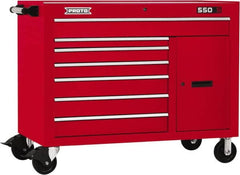Proto - 18,109 Lb Capacity, 7 Drawer Mobile Workstation - 50" Wide x 25-1/4" Deep x 41" High, Steel, Red - Americas Industrial Supply