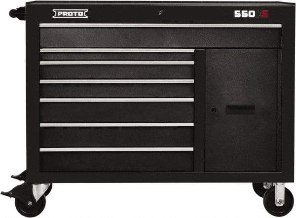 Proto - 18,109 Lb Capacity, 7 Drawer Mobile Workstation - 50" Wide x 25-1/4" Deep x 41" High, Steel, Dual Black - Americas Industrial Supply