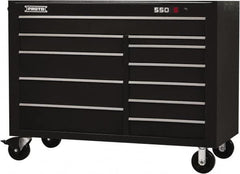 Proto - 26,541 Lb Capacity, 11 Drawer Mobile Workstation - 57" Wide x 25-1/4" Deep x 43" High, Steel, Black - Americas Industrial Supply
