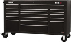 Proto - 30,144 Lb Capacity, 18 Drawer Mobile Power Workstation - 67" Wide x 25-1/4" Deep x 41" High, Steel, Black - Americas Industrial Supply