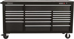 Proto - 39,577 Lb Capacity, 20 Drawer Mobile Workstation - 78-7/8" Wide x 25-1/4" Deep x 43-1/4" High, Steel, Dual Black - Americas Industrial Supply