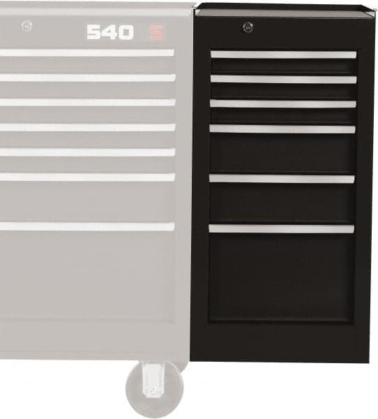 Proto - 6 Drawer Black Side Cabinet - 15" Wide x 29" High x 18" Deep, Use with Vinyl Top, Drawer Liners - Americas Industrial Supply