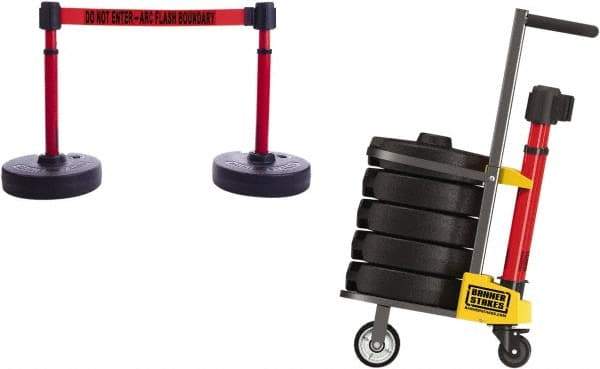 Banner Stakes - 42-5/16" High Plastic Pedestrian Barrier - 15' Long Rope - Americas Industrial Supply