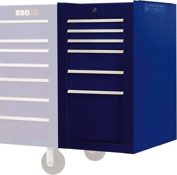 Proto - 6 Drawer Blue Side Cabinet - 19" Wide x 34" High x 25" Deep, Use with Proto Roller Cabinet - Americas Industrial Supply