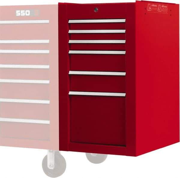 Proto - 6 Drawer Red Side Cabinet - 19" Wide x 34" High x 25" Deep, Use with Proto Roller Cabinet - Americas Industrial Supply