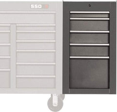 Proto - 5 Drawer Gray Side Cabinet - 19" Wide x 34" High x 25" Deep, Use with Proto Roller Cabinet - Americas Industrial Supply